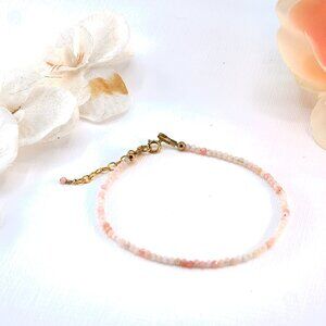 Sparkling Pink Opal Gemstone Bracelet, 14k Gold Filled, Fast Shipping